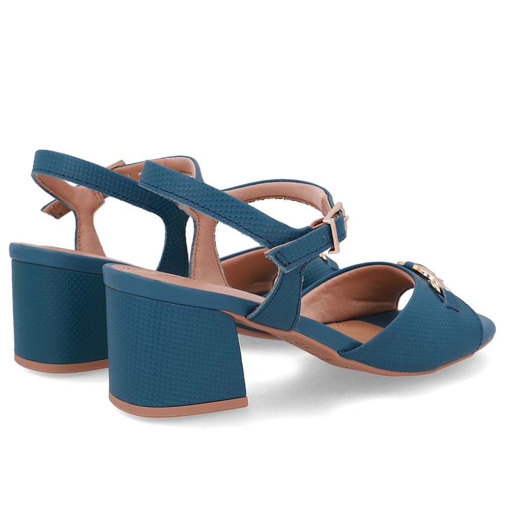 Sandália Couro Bico Quadrado Azul Bridão Azul 3