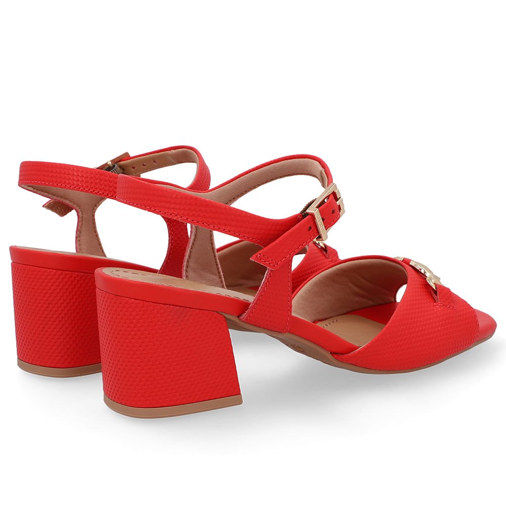Sandália Couro Bico Quadrado Vermelha Bridão Vermelho 3