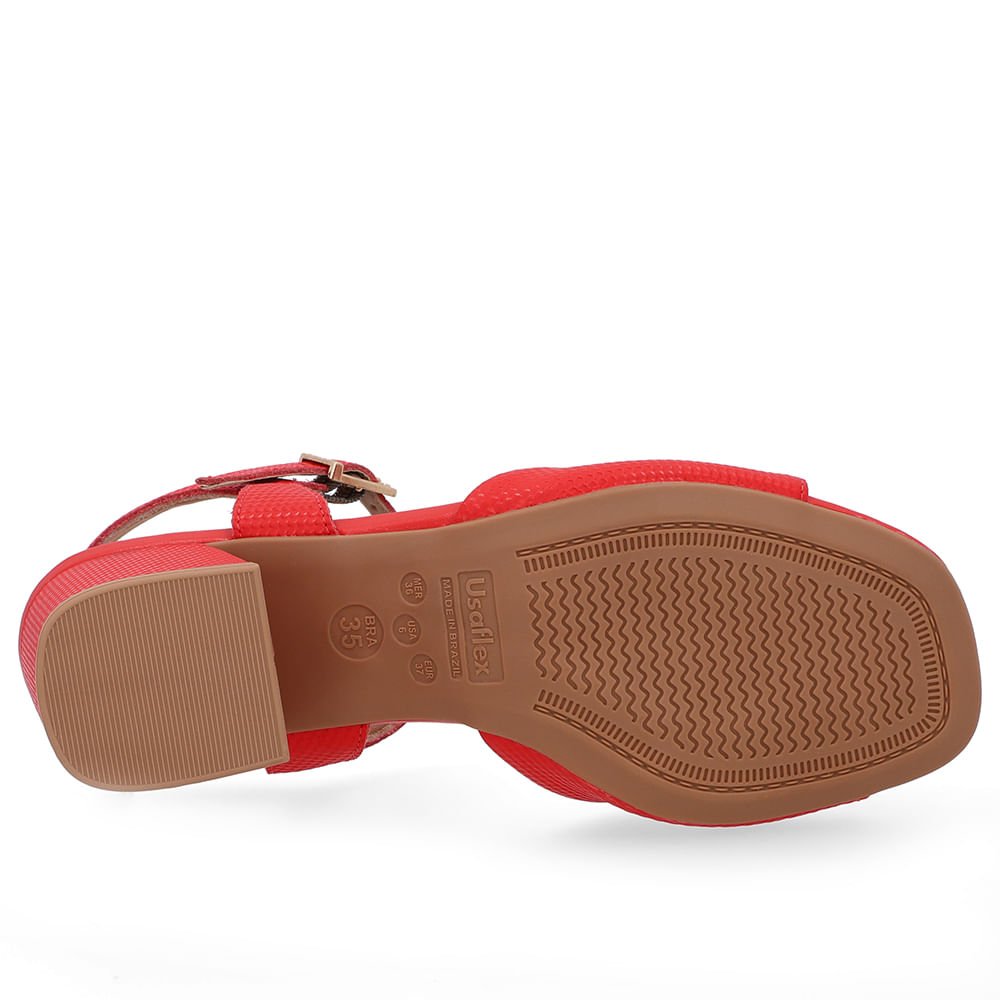 Sandália Couro Bico Quadrado Vermelha Bridão Vermelho 5