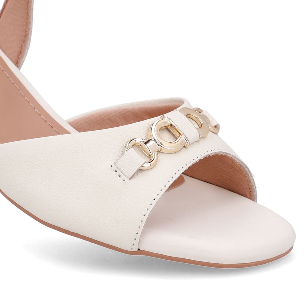 Sandália Couro Bico Quadrado Branca Marfim Bridão Marfim 4