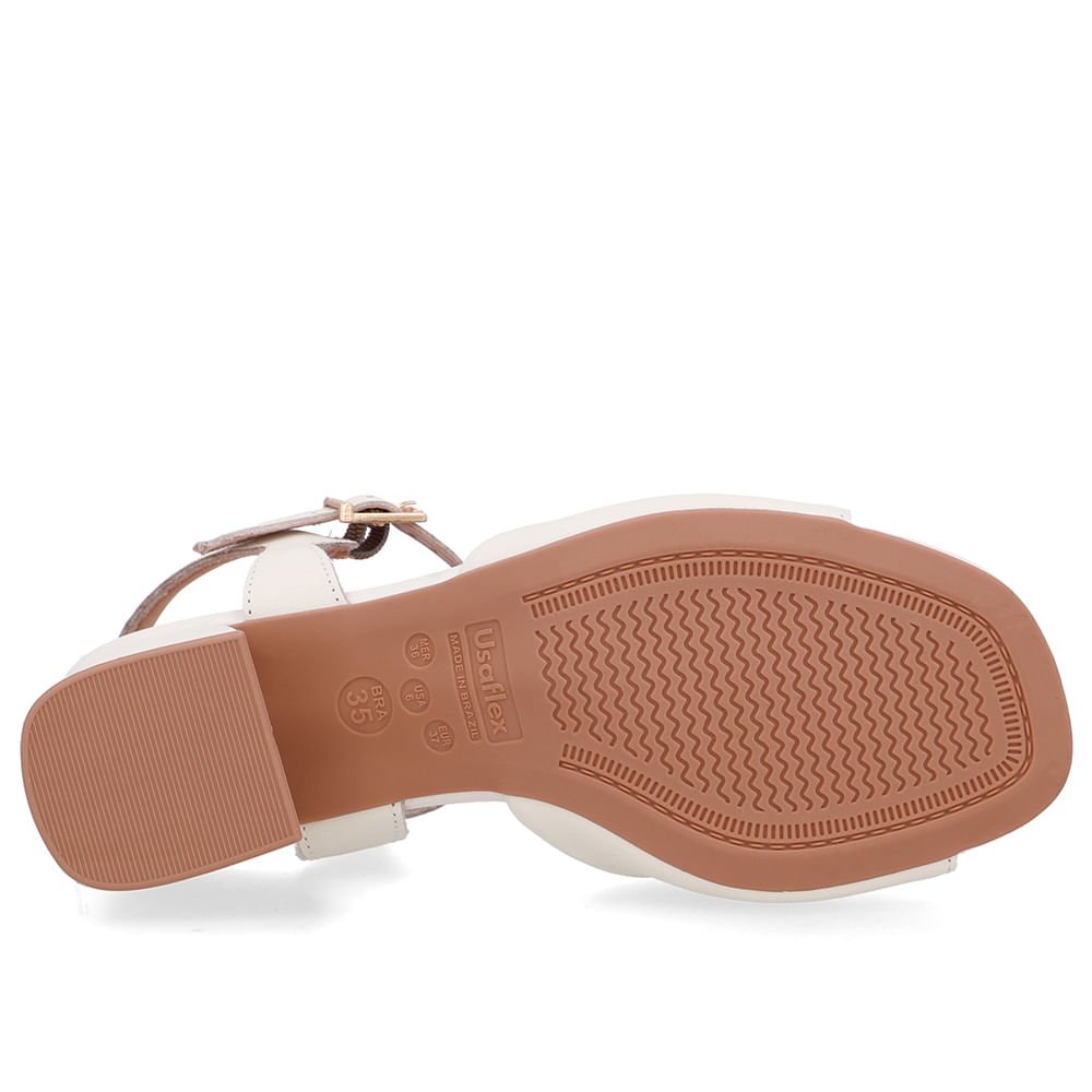 Sandália Couro Bico Quadrado Branca Marfim Bridão Marfim 5