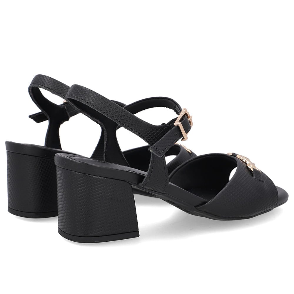 Sandália Couro Bico Quadrado Preta Bridão Preto 3