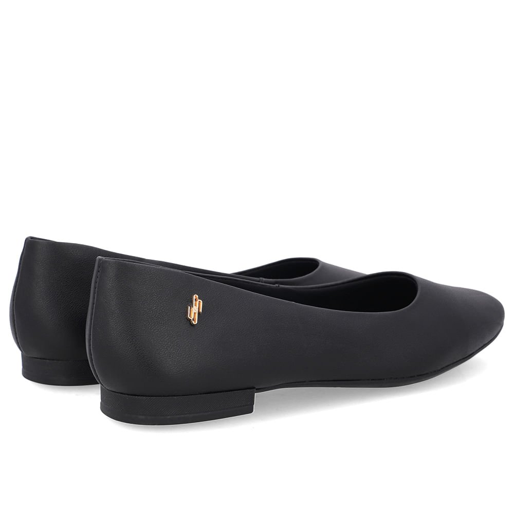 Sapatilha Preta Couro Bico Quadrado Preto 3