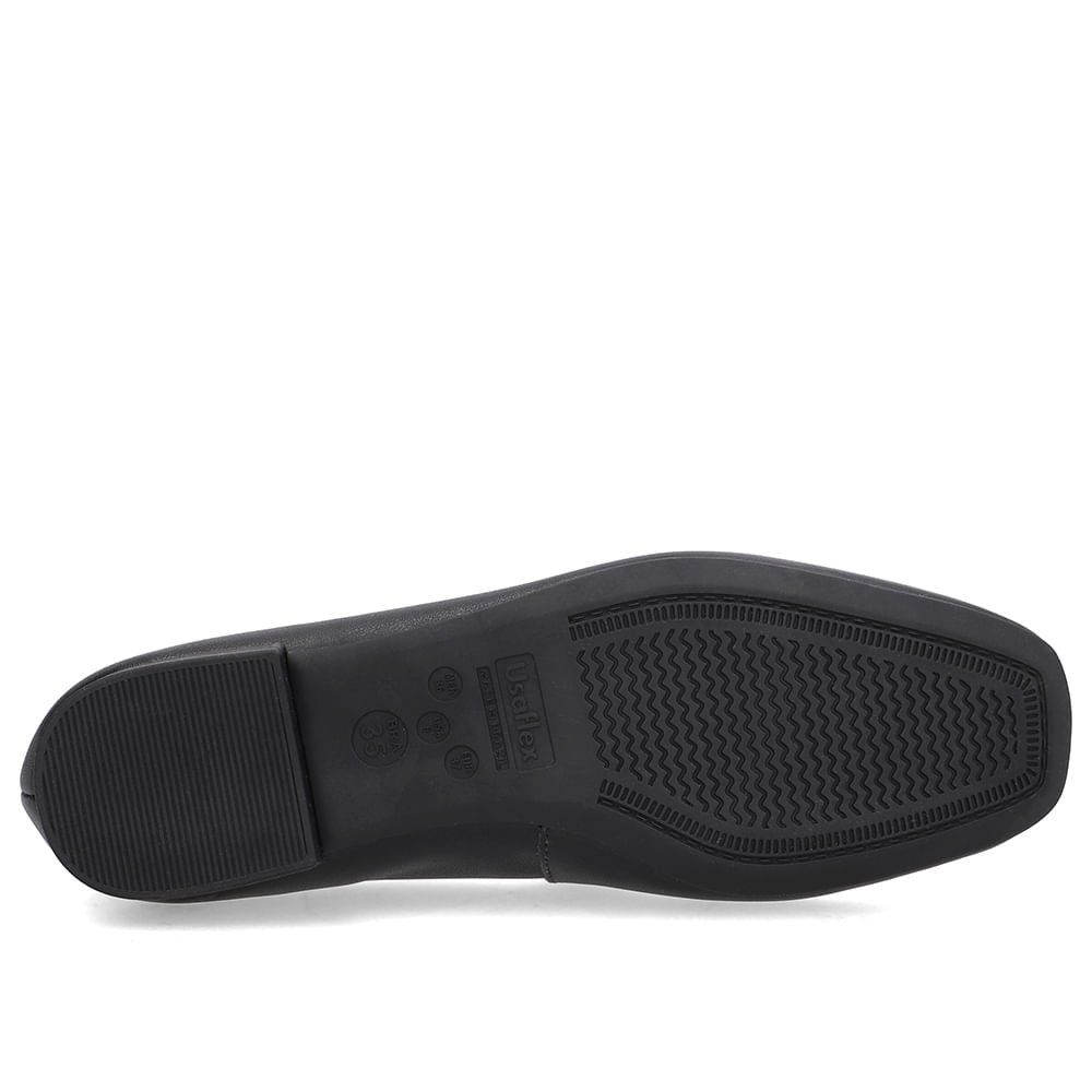 Sapatilha Preta Couro Bico Quadrado Preto 5