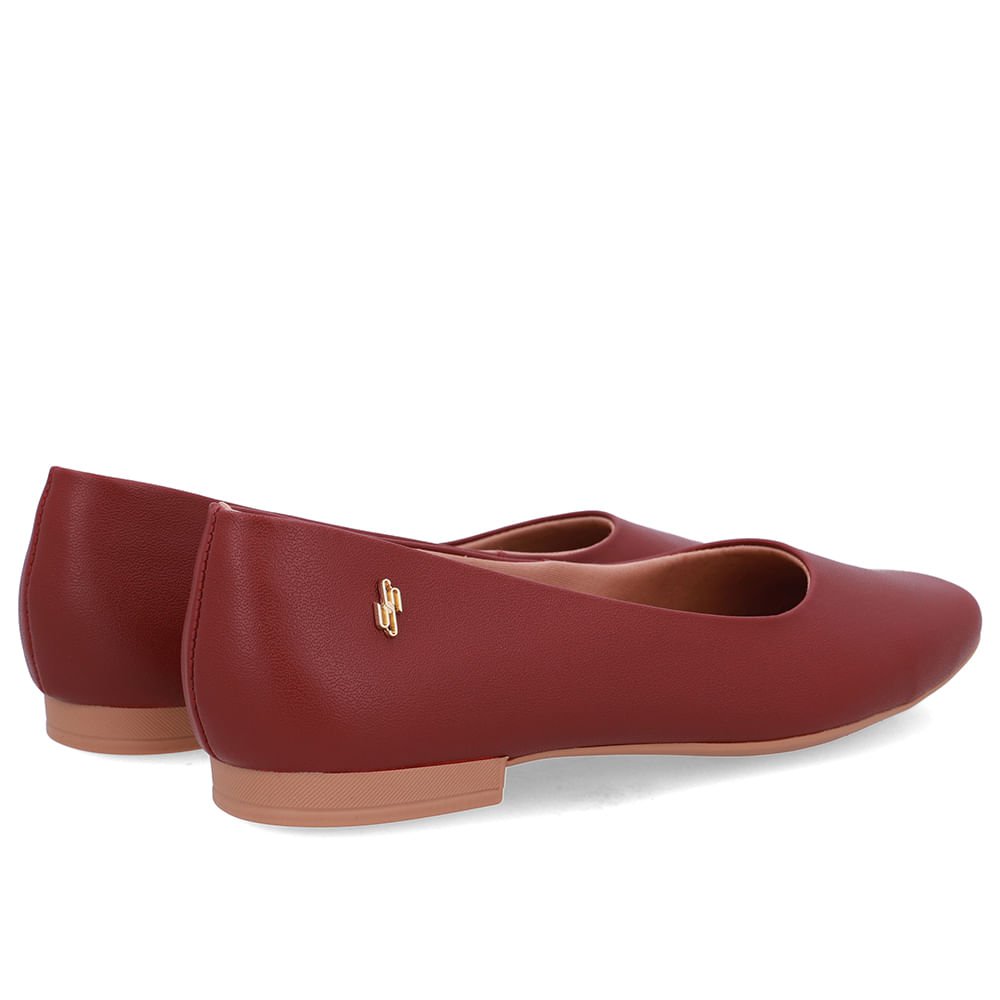 Sapatilha Vermelha Couro Bico Quadrado Vermelho 3