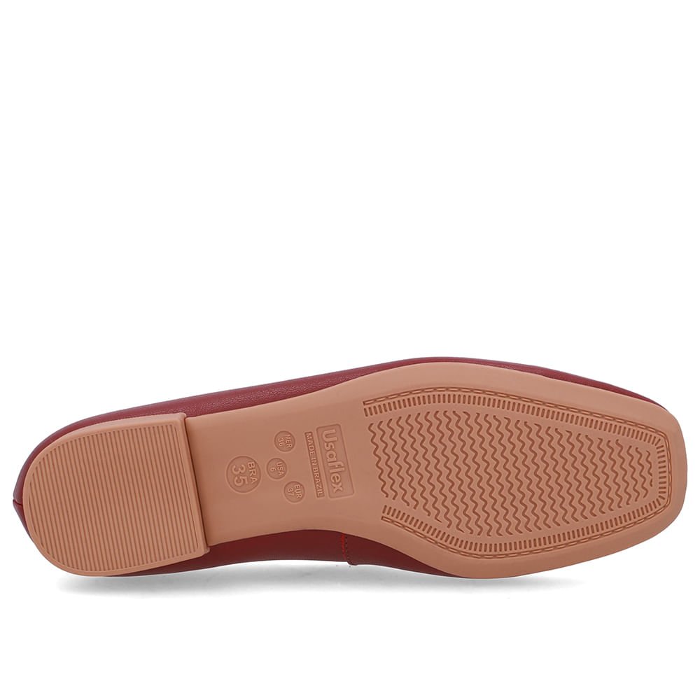 Sapatilha Vermelha Couro Bico Quadrado Vermelho 5