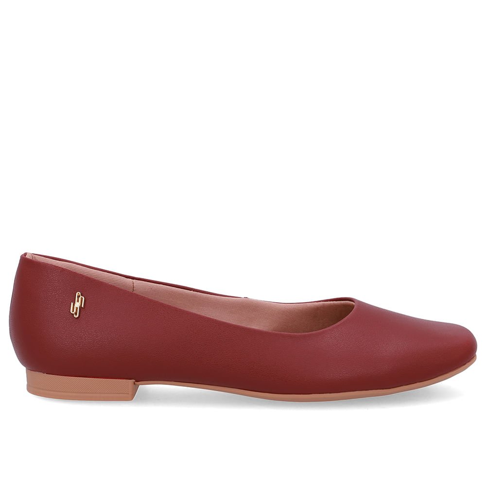 Sapatilha Vermelha Couro Bico Quadrado