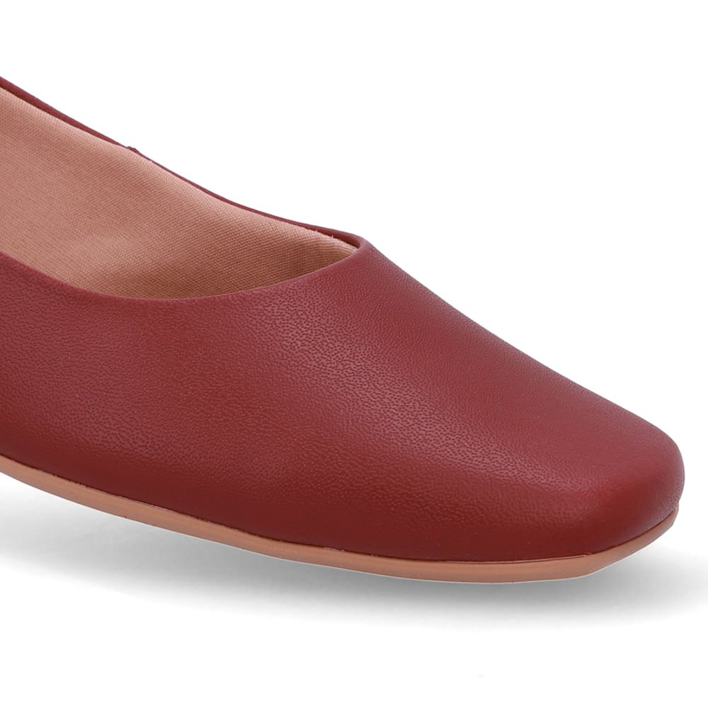 Sapatilha Vermelha Couro Bico Quadrado Vermelho 4