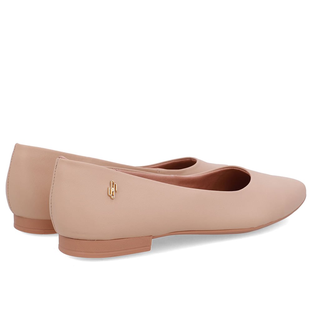 Sapatilha Bege Couro Bico Quadrado Bege 3