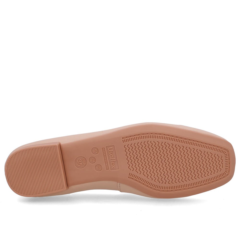 Sapatilha Bege Couro Bico Quadrado Bege 5