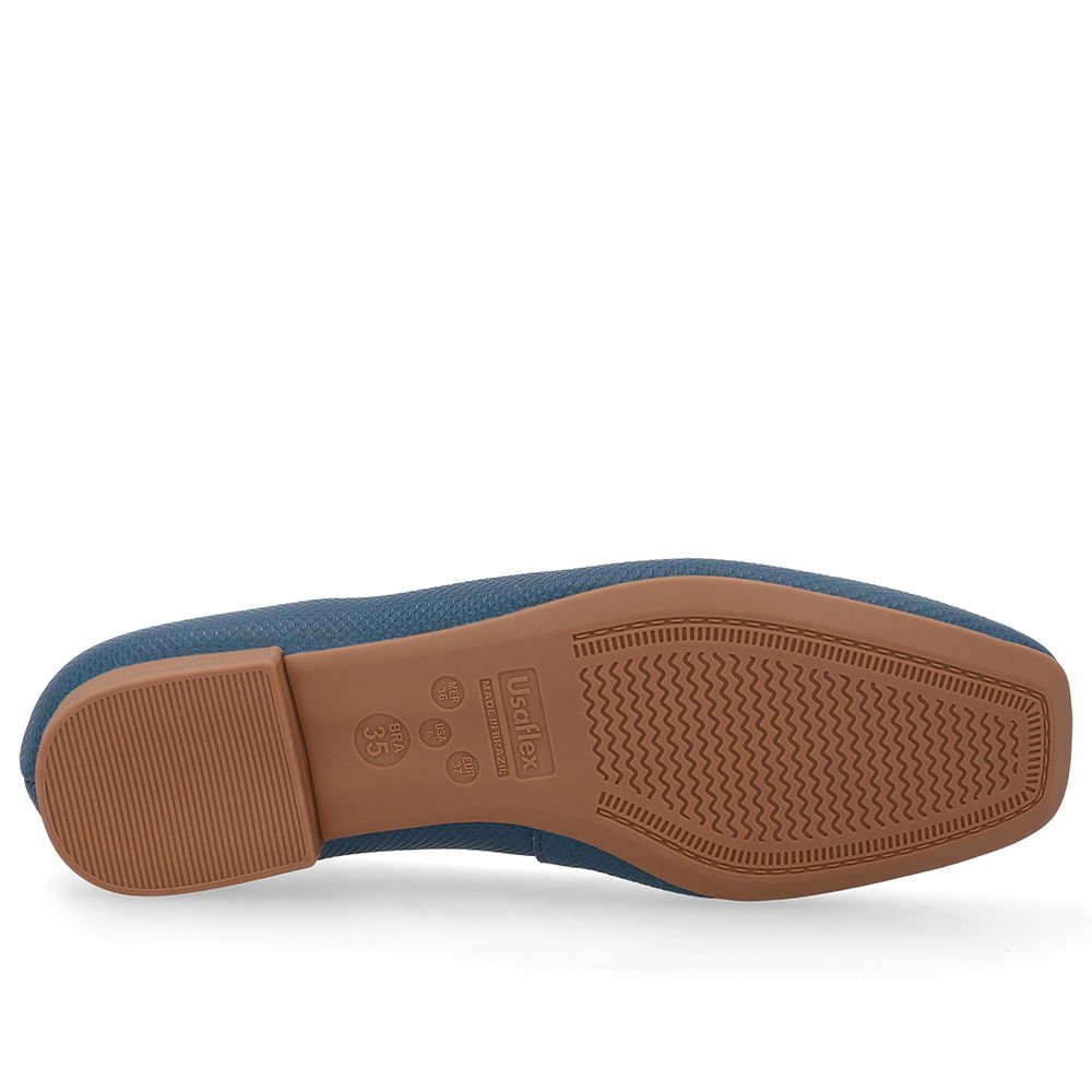 Sapatilha Azul Couro Bico Quadrado Azul 5