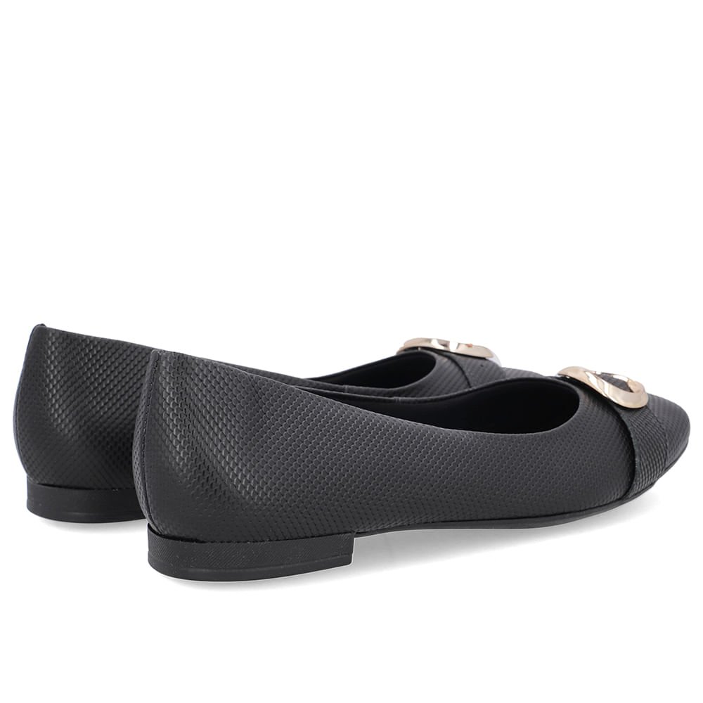 Sapatilha Preta Couro Salto Rasteiro Preto 3