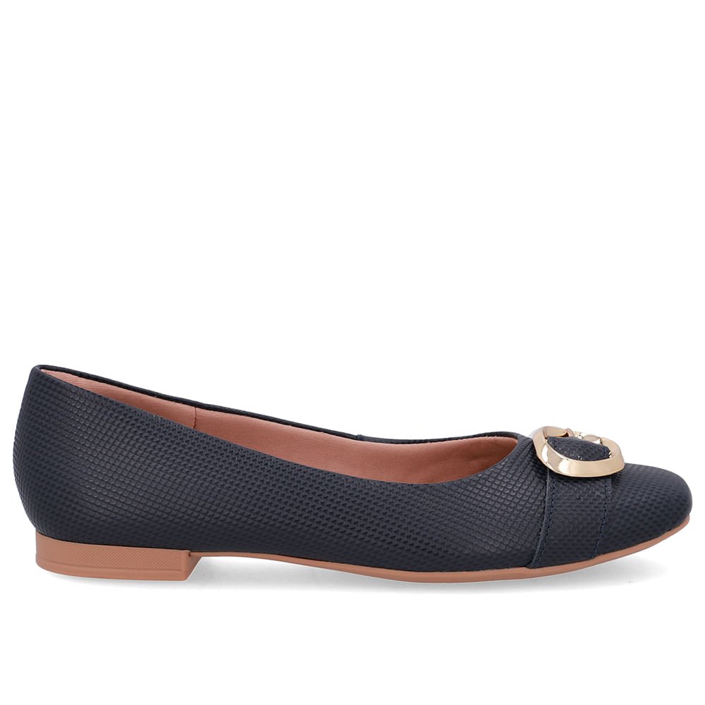 Sapatilha Azul Couro Salto Rasteiro