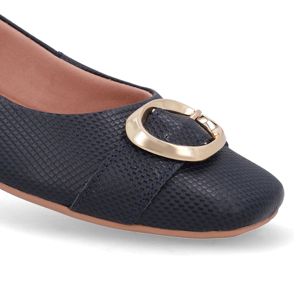 Sapatilha Azul Couro Salto Rasteiro Azul 4