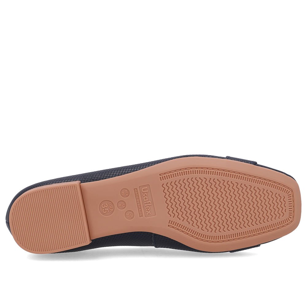 Sapatilha Azul Couro Salto Rasteiro Azul 5