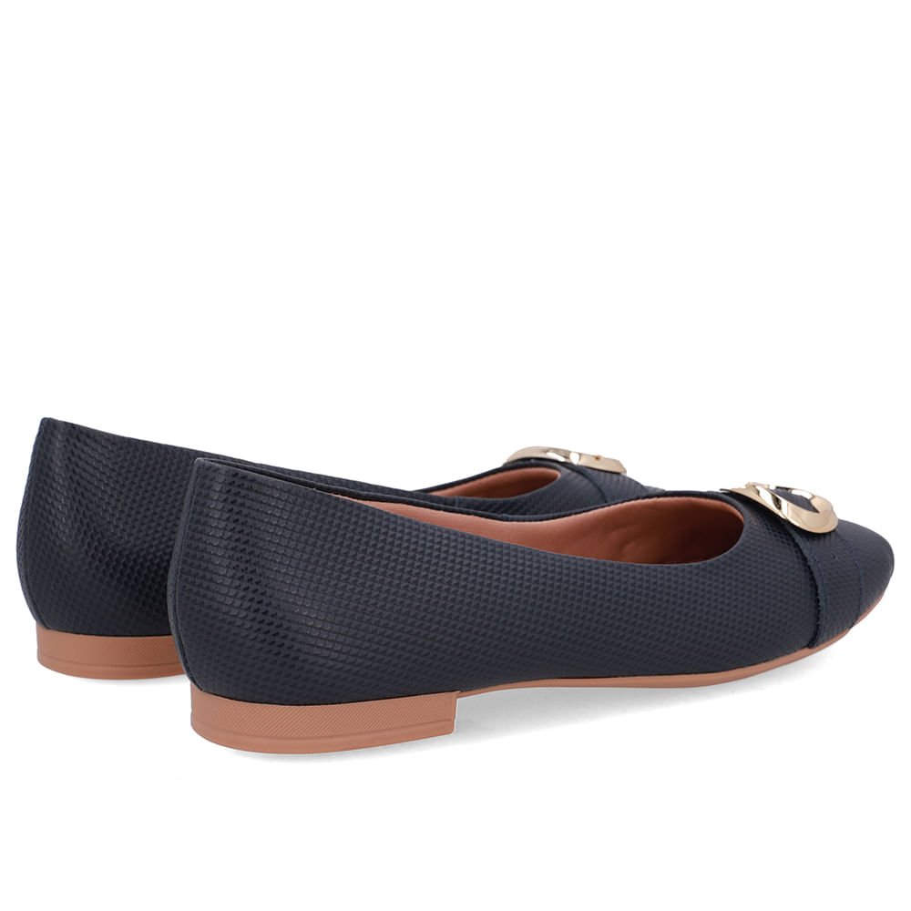 Sapatilha Azul Couro Salto Rasteiro Azul 3