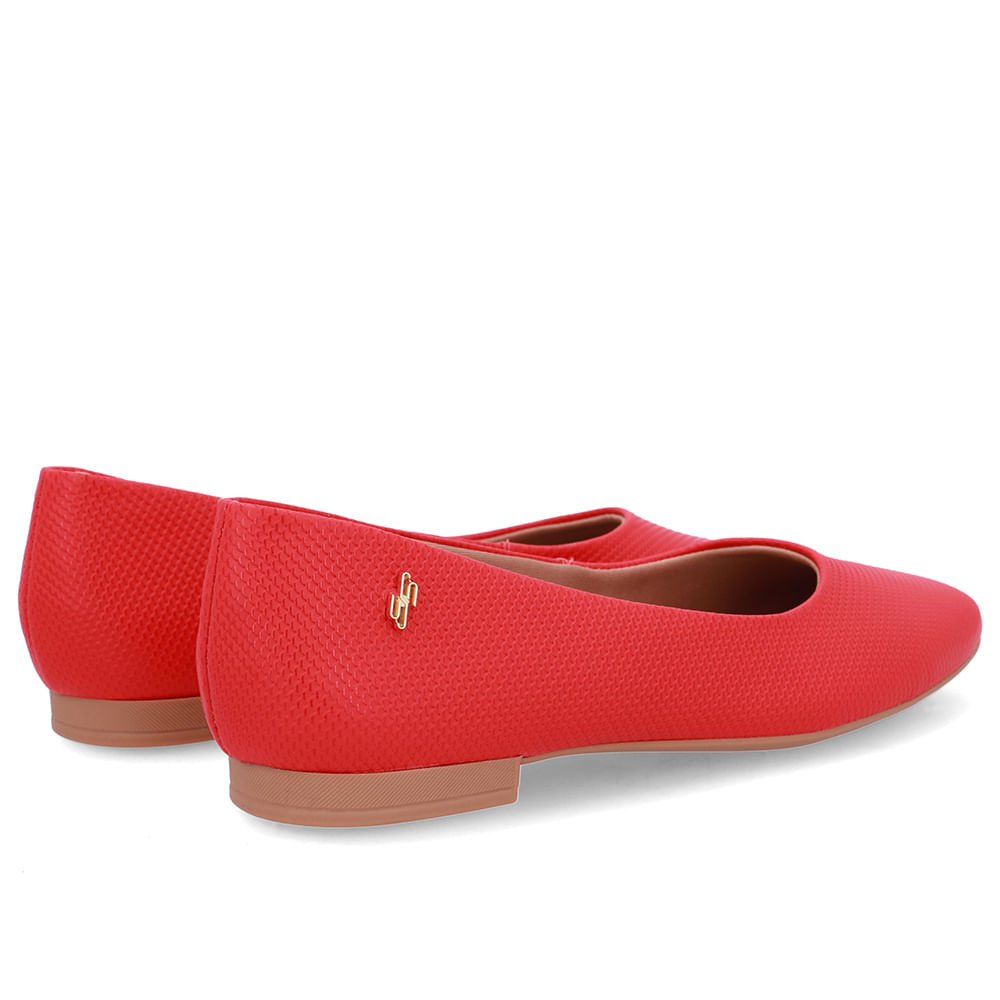 Sapatilha Vermelha Couro Bico Quadrado Vermelho 3