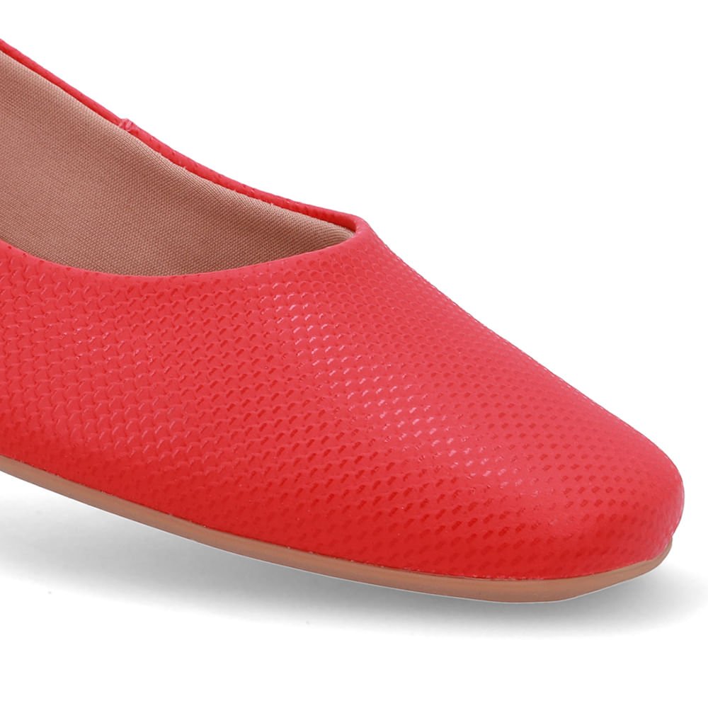 Sapatilha Vermelha Couro Bico Quadrado Vermelho 4