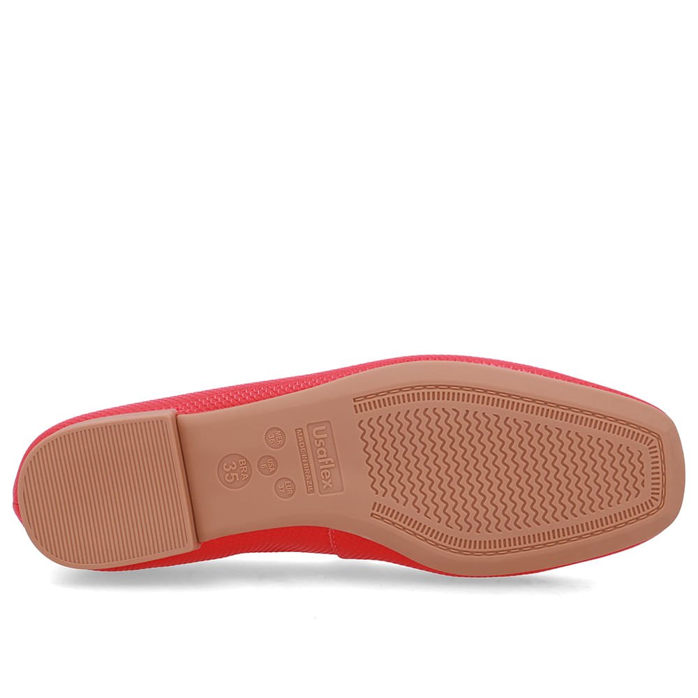 Sapatilha Vermelha Couro Bico Quadrado Vermelho 5