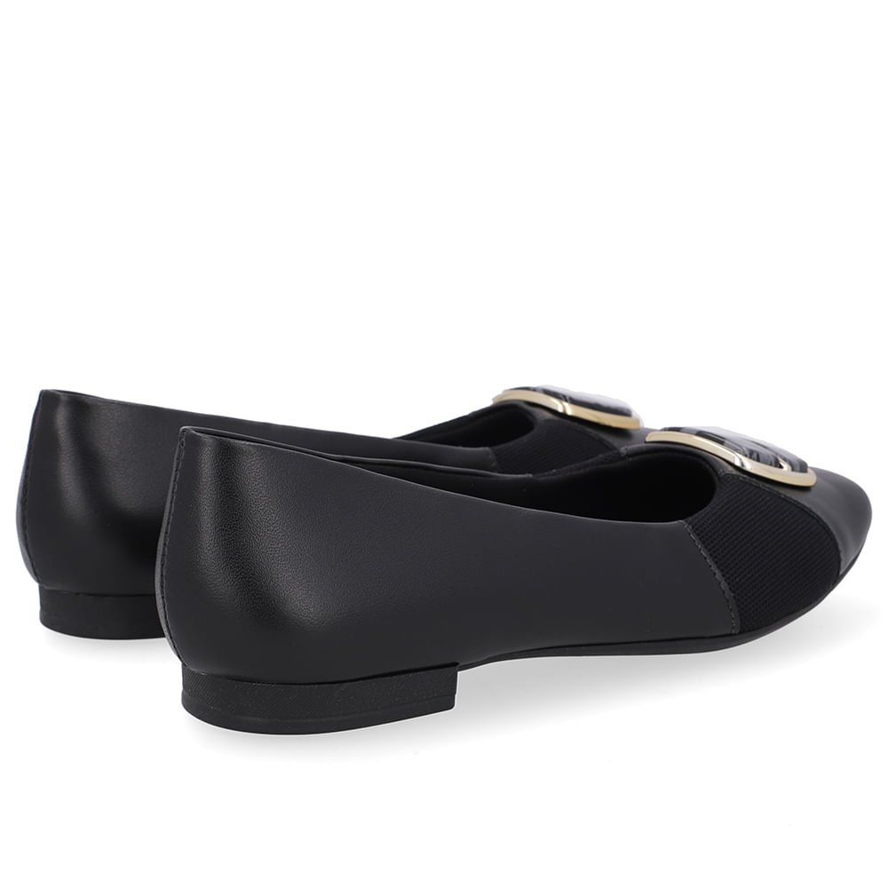 Sapatilha Preta Couro Lateral Tecido Preto 3