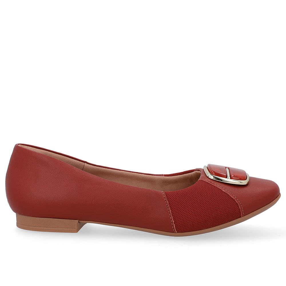 Sapatilha Marrom Couro Lateral Tecido