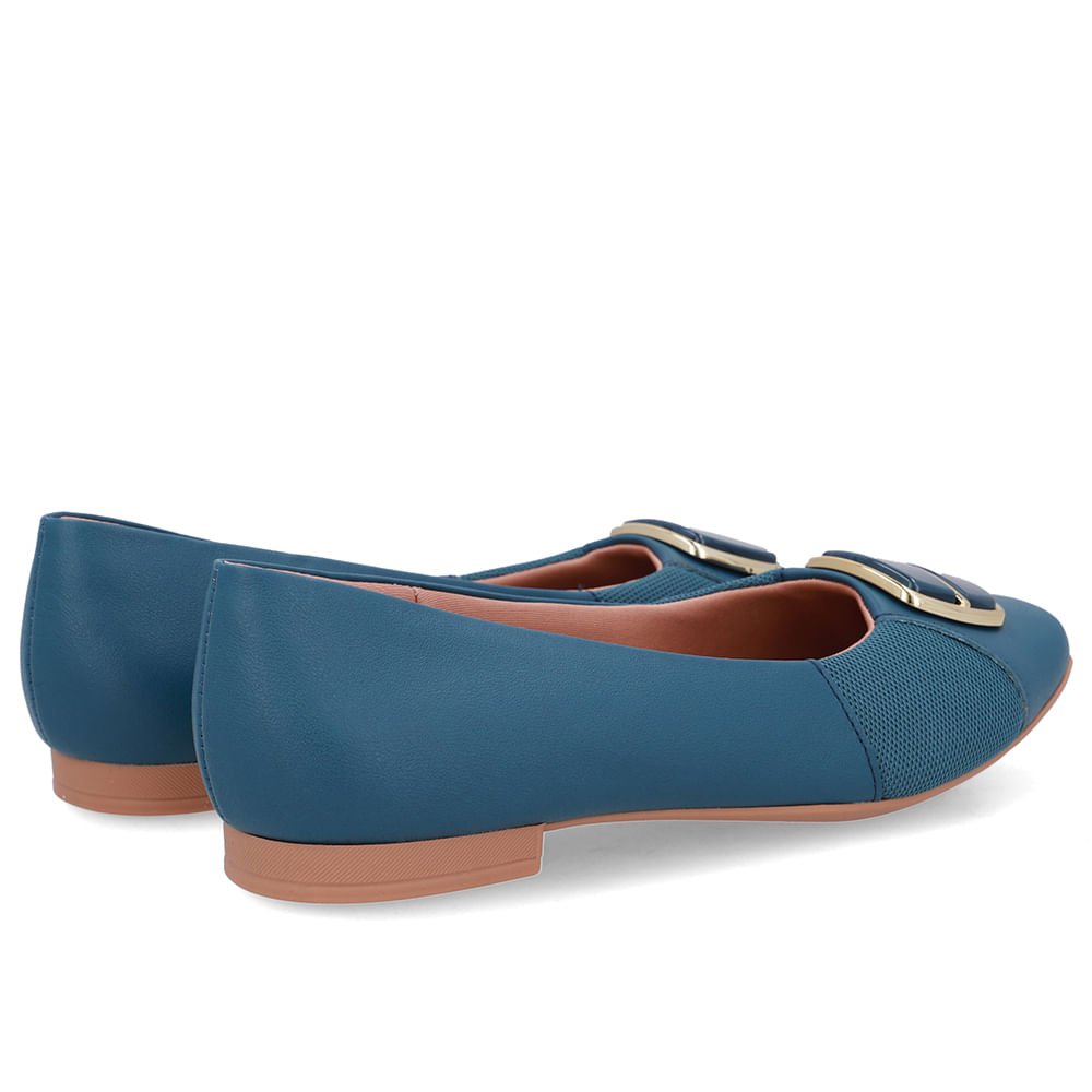 Sapatilha Azul Couro Lateral Tecido Azul 3