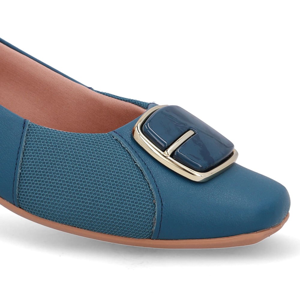 Sapatilha Azul Couro Lateral Tecido Azul 4