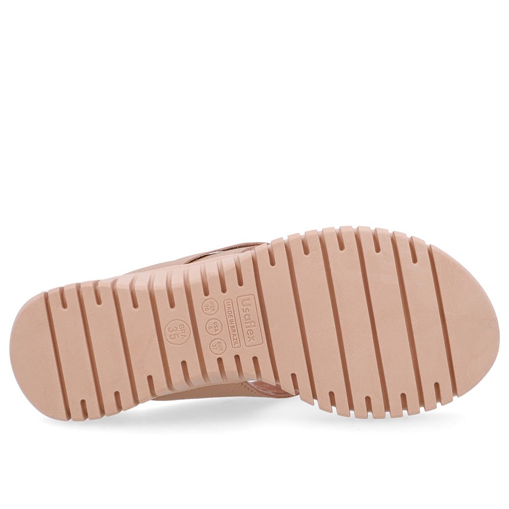 Chinelo Salto Plataforma Couro Bege Monograma Bege 5