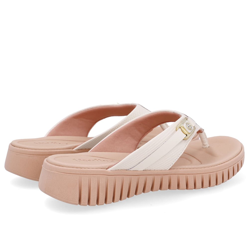Chinelo Salto Plataforma Couro Branco Marfim Monograma Marfim 3