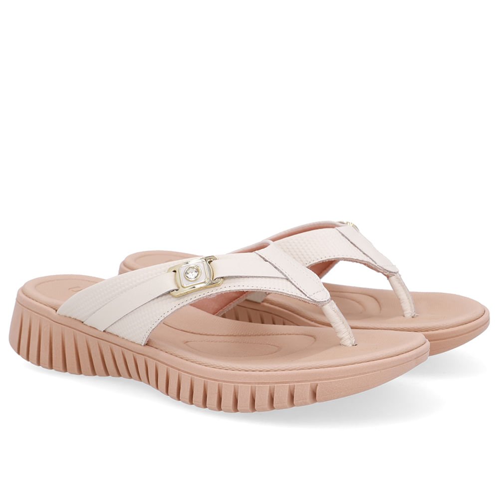 Chinelo Salto Plataforma Couro Branco Marfim Monograma Marfim 2