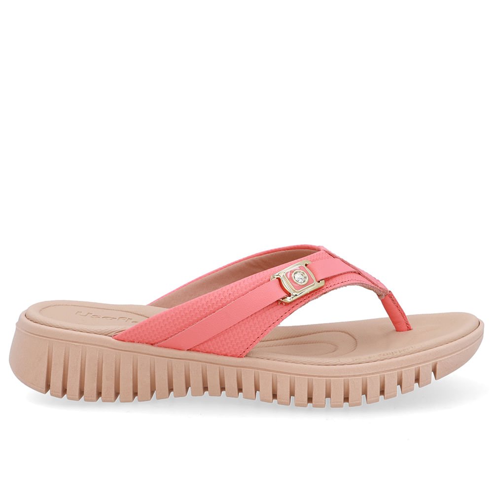 Chinelo Salto Plataforma Couro Laranja Monograma