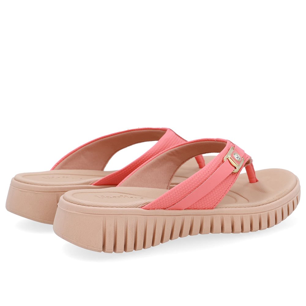 Chinelo Salto Plataforma Couro Laranja Monograma Rosa 3