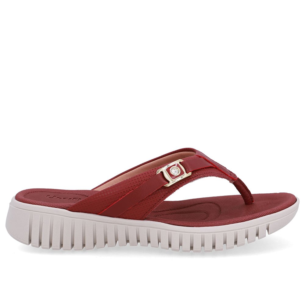 Chinelo Salto Plataforma Couro Vermelho Monograma