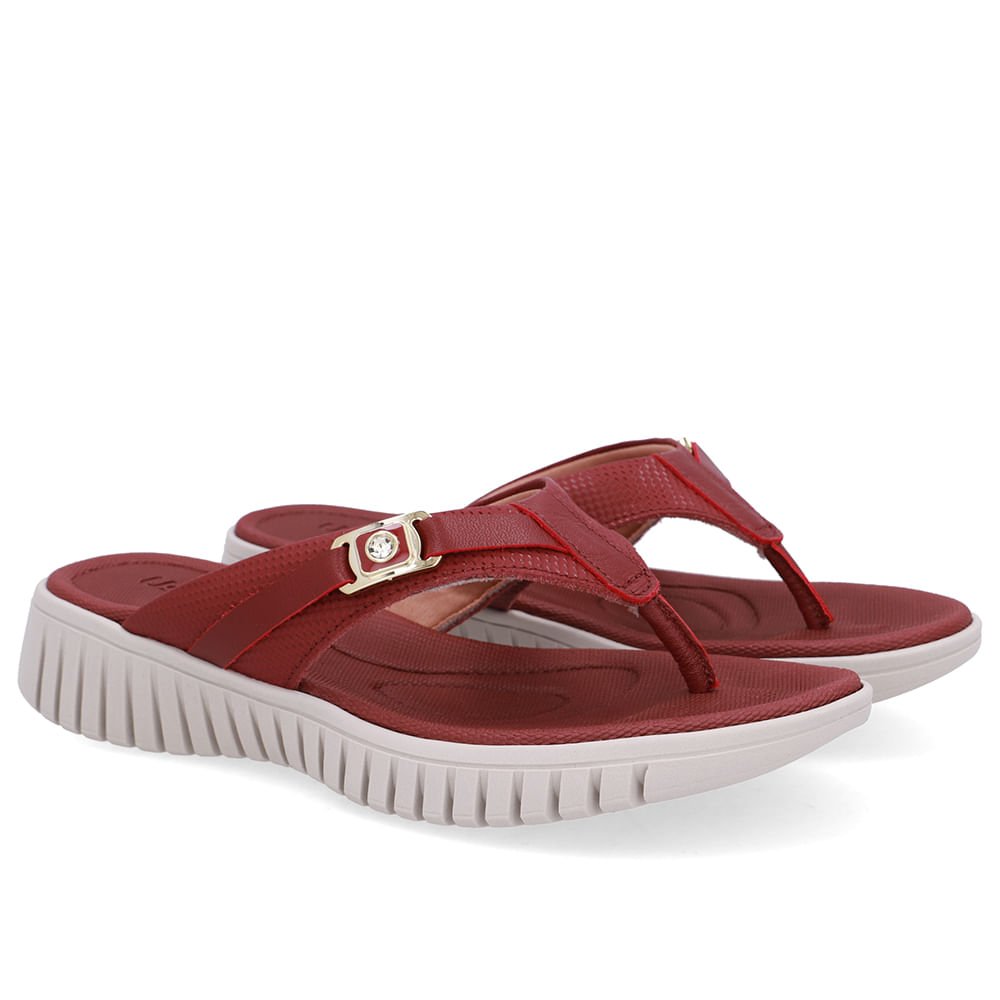 Chinelo Salto Plataforma Couro Vermelho Monograma Vermelho 2