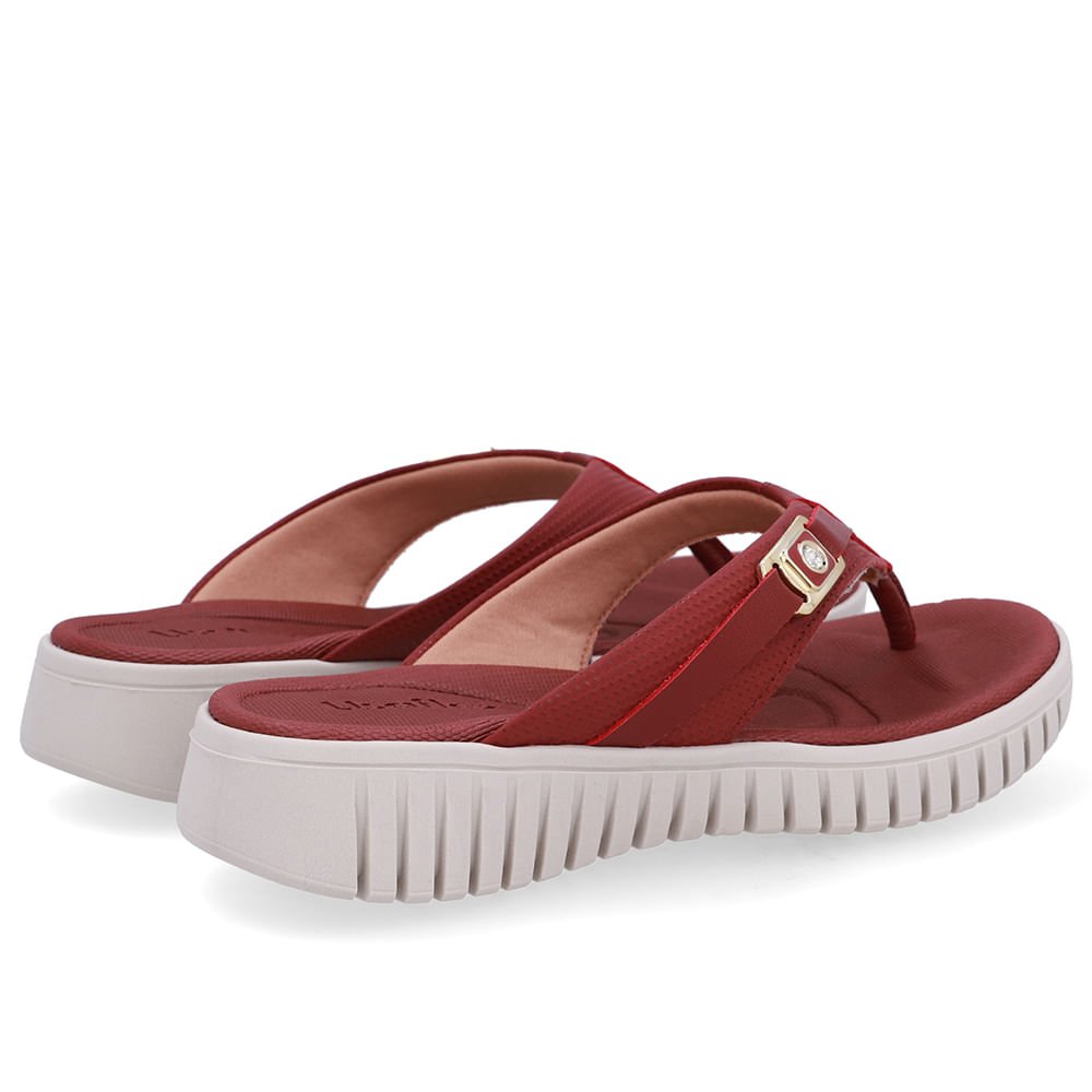 Chinelo Salto Plataforma Couro Vermelho Monograma Vermelho 3