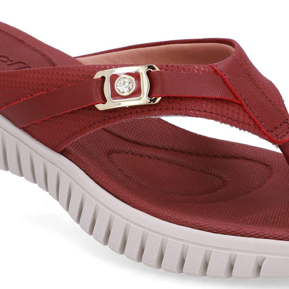 Chinelo Salto Plataforma Couro Vermelho Monograma Vermelho 4