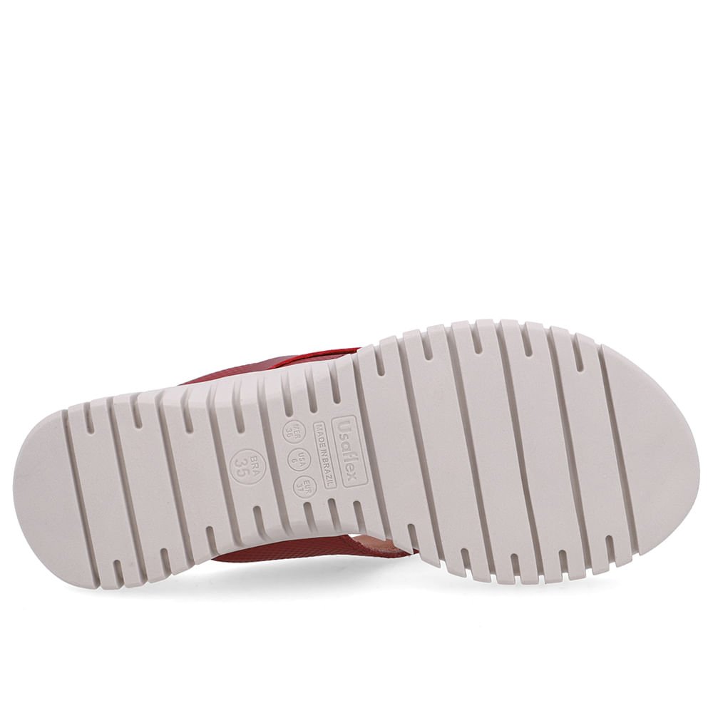 Chinelo Salto Plataforma Couro Vermelho Monograma Vermelho 5