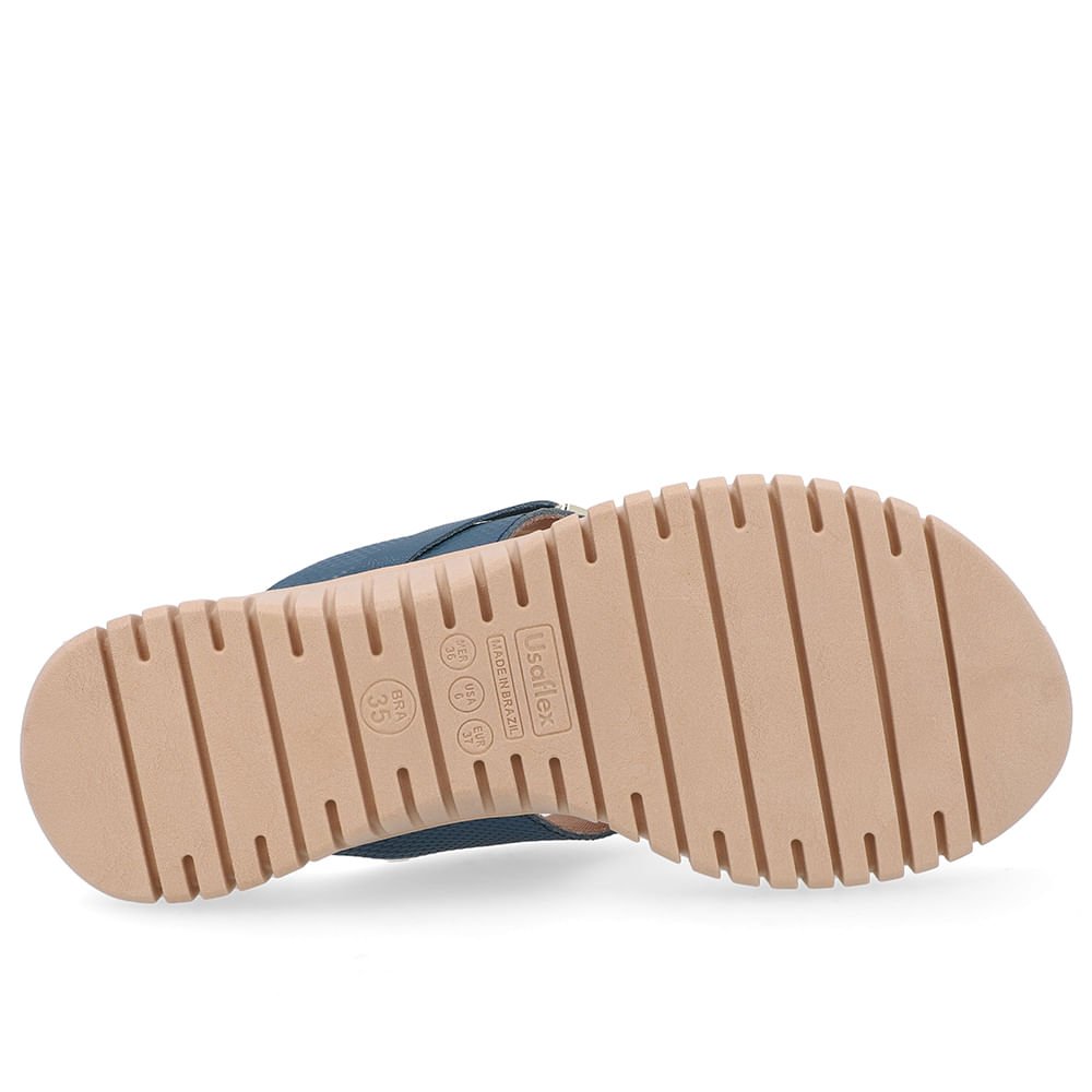 Chinelo Salto Plataforma Couro Azul Monograma Azul 5