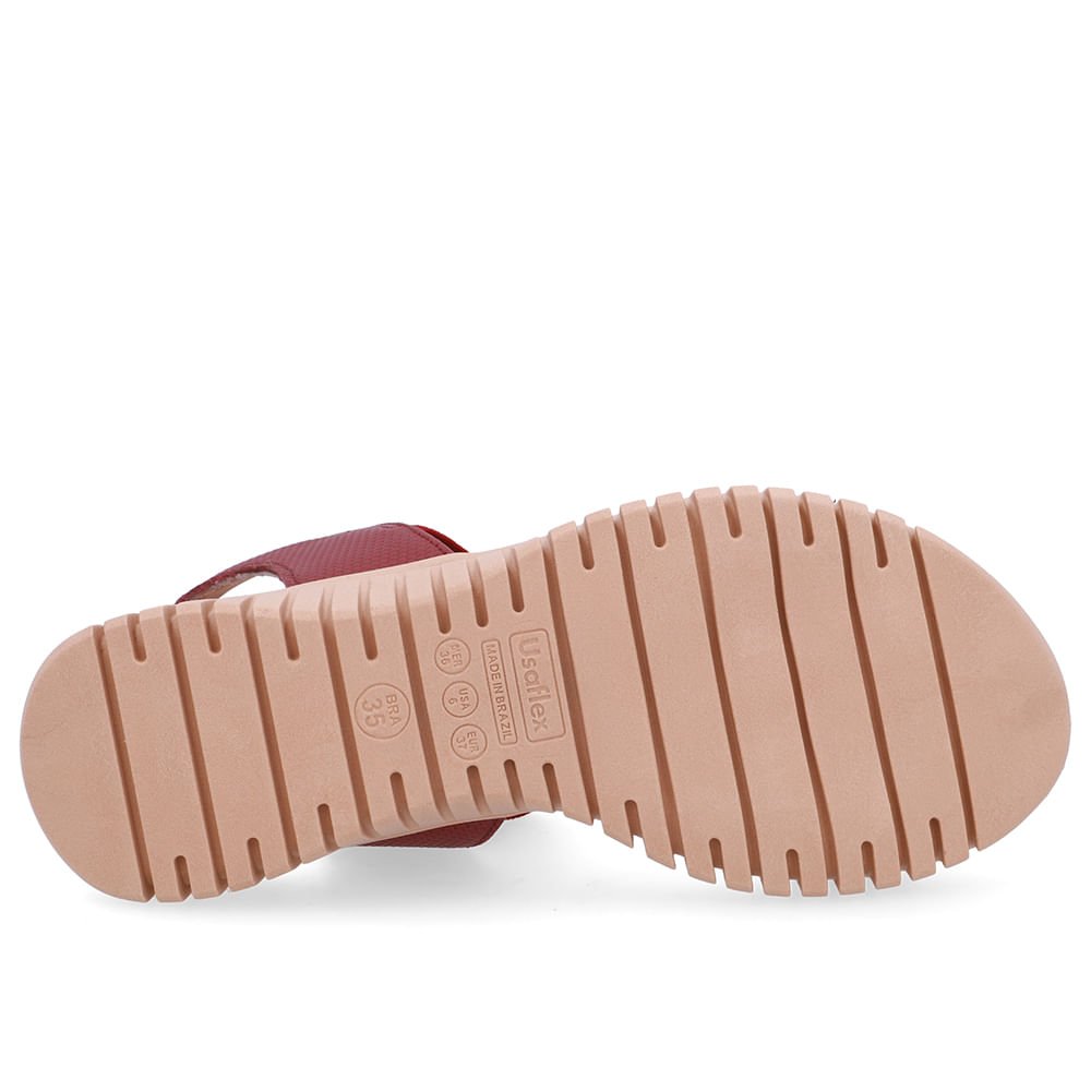 Sandália Enfeite Dourado Couro Vermelha Vermelho/Dourado 5