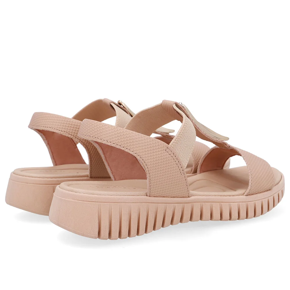 Sandália Enfeite Dourado Couro Bege Dourado/Bege 3