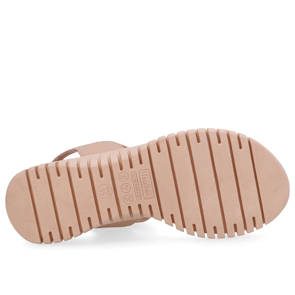 Sandália Enfeite Dourado Couro Bege Dourado/Bege 5