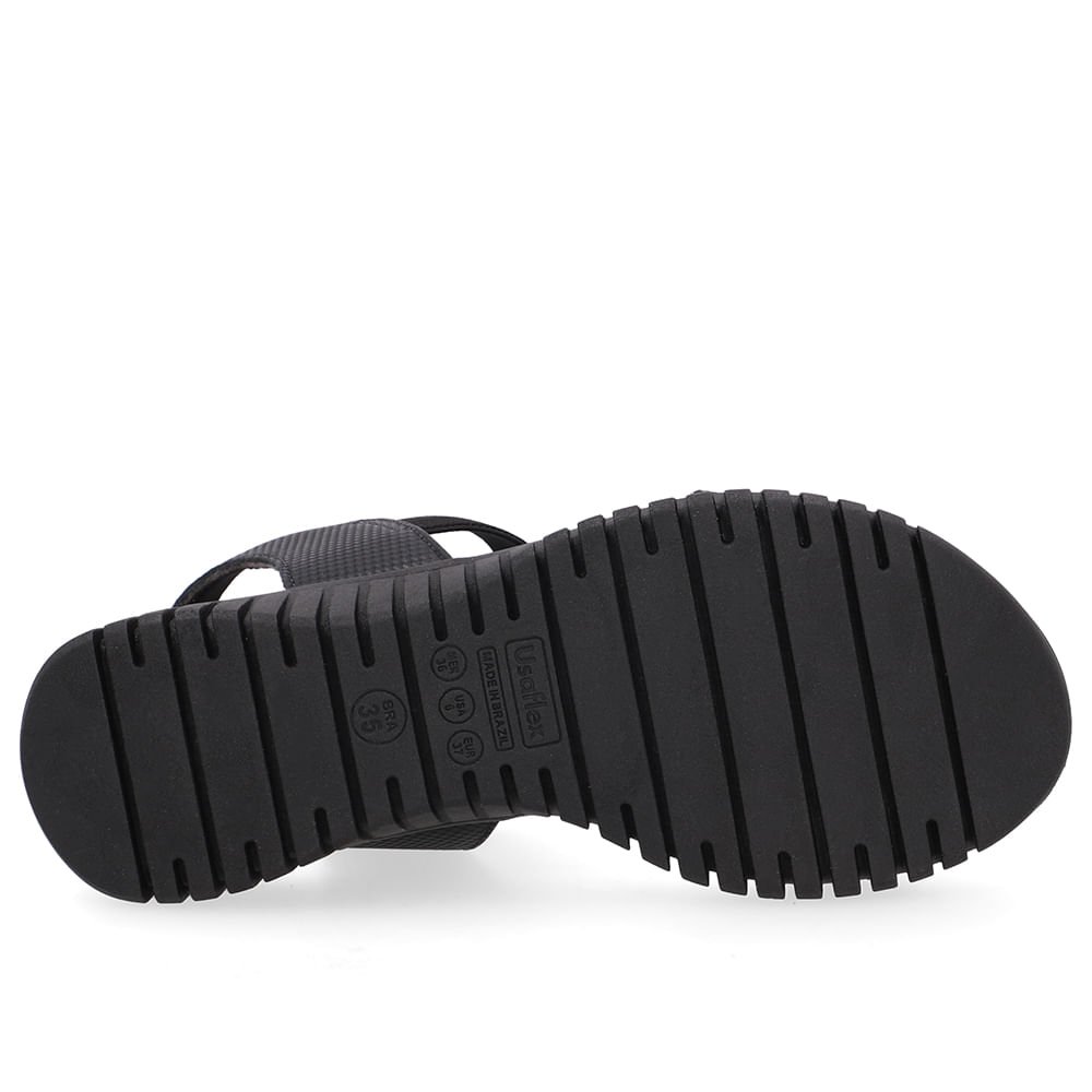 Sandália Enfeite Dourado Couro Preta Dourado/Preto 5