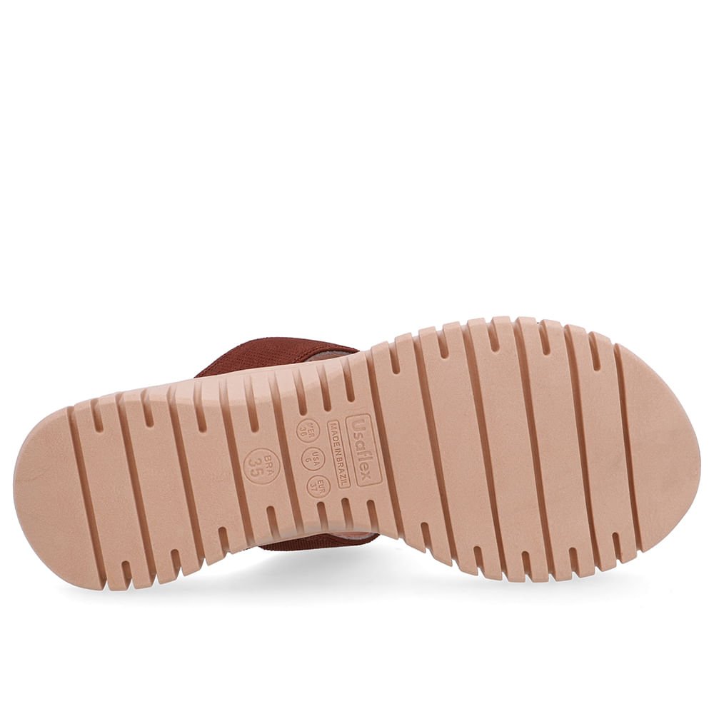 Tamanco Salto Baixo Couro Marrom Enfeite Dourado Marrom/Dourado 5