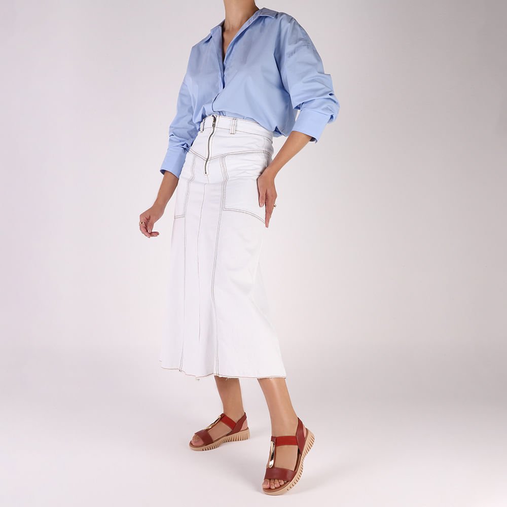 Sandália Enfeite Dourado Couro Marrom Vermelho 4