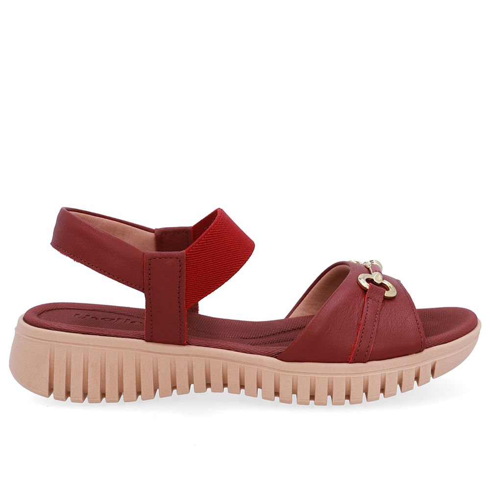 Sandália Enfeite Couro Vermelha