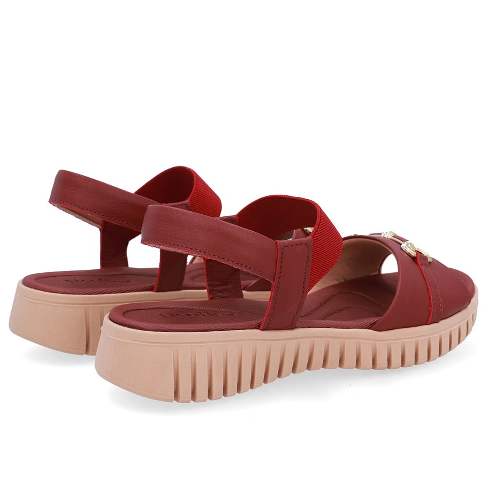 Sandália Enfeite Couro Vermelha Vermelho 3