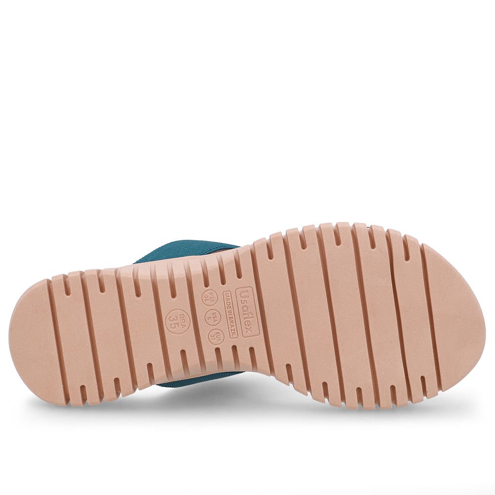 Tamanco Salto Baixo Couro Azul Enfeite Dourado Azul/Dourado 5