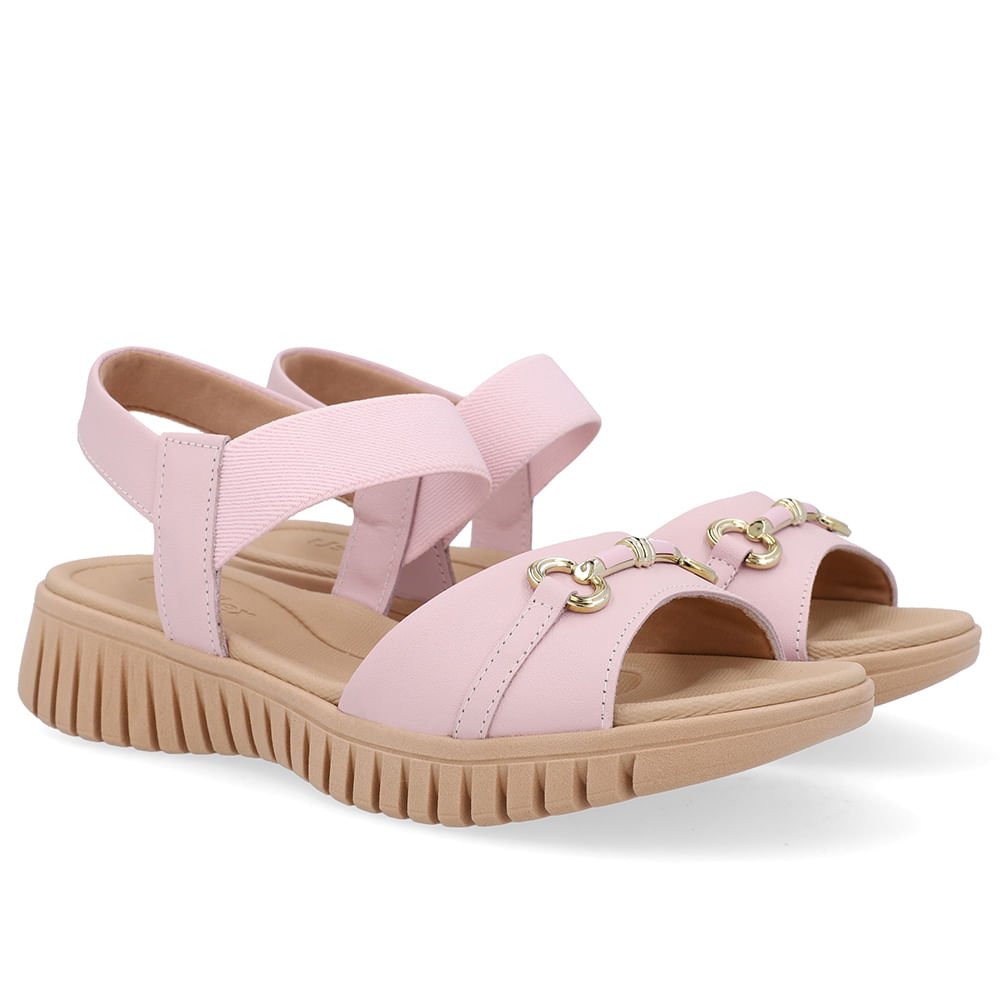 Sandália Enfeite Couro Rosa Rosa 2