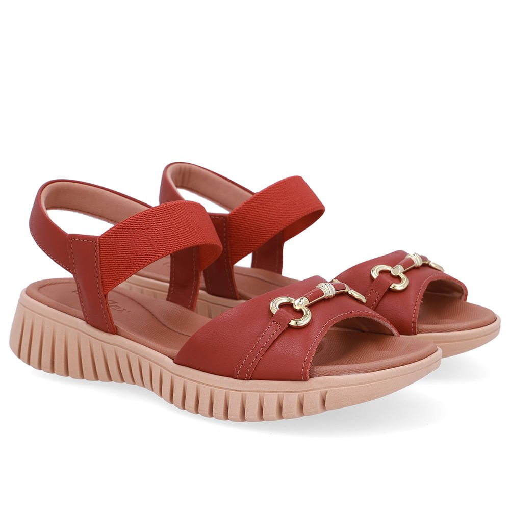 Sandália Enfeite Couro Marrom Marrom 2