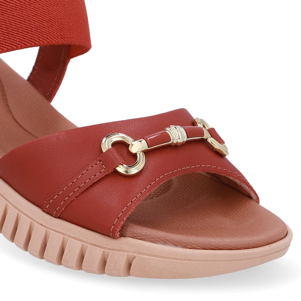 Sandália Enfeite Couro Marrom Marrom 4